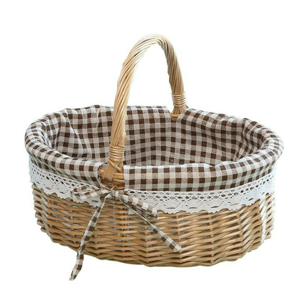 Large Grey Wicker Rectangular Storage Gift Hamper Basket With Removable Lining 
